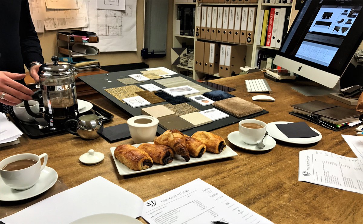 #thursdaymorning Client consultation at our studio. Warm croissants &amp; coffee.@PortaRomanaUK <a href="/thesofaandchair/">The Sofa & Chair Company</a> <a href="/WoolClassics/">Wool Classics</a>   #WeDoitbetter