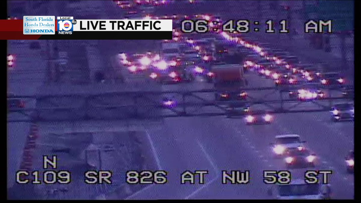 Crash has 3 lanes blocked on SR-826 SB at NW 58th St #trafficalert https://t.co/YnysAJ67wn