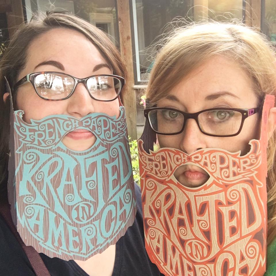 PeeblesCreative's tweet image. Paper beards for these paper nerds. Loving our time at the @MillcraftPaper Paper Show! #paper #print #papernerds