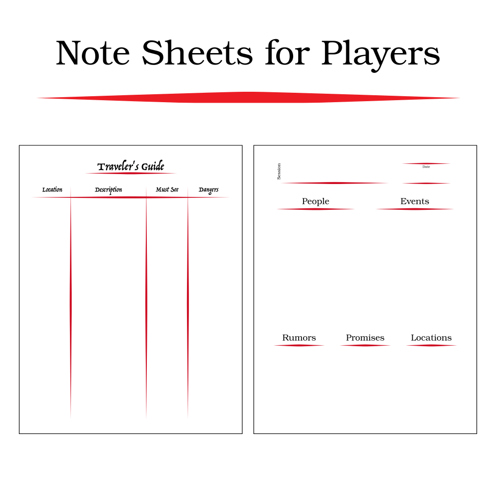 MerryMeeple's tweet photo. Just added a new pay-what-you-want DnD resource to the DMs Guild, a pack of note-taking aids for players! https://t.co/KMtft5o0yc https://t.co/SGdBMpaf34
