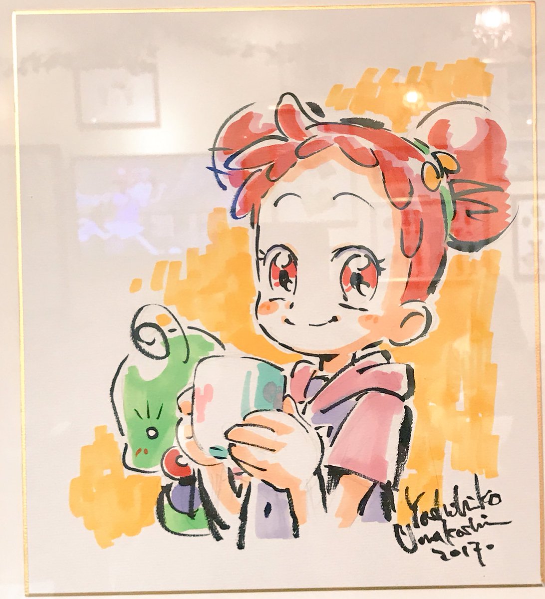 V Twitter おジャ魔女カフェ 行ってきた 店内にこのカフェ用 の馬越さんの 書き下ろしイラスト色紙や声優さんの 直筆コメントもあり最高の空間 レジ前とヴィレバンに色紙があった カフェの書き下ろしは全員いた W 幸せ 可愛い お