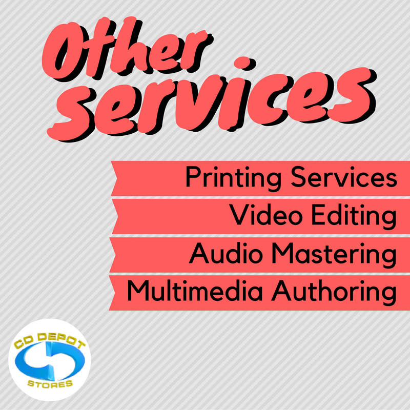 CDDEPOTSTORES's tweet photo. Other services we offer are: Printing Services, Video Editing, Audio Mastering, Multimedia Authoring. #music #Miami https://t.co/8BfjAj9tUR