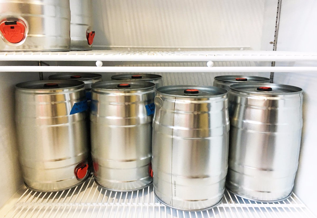 synapse's tweet image. Teeny tiny kegs in the @synapse kitchen! We&apos;re excited to have some @picobrewbeer for #HardwareWorkshop. #picobrew