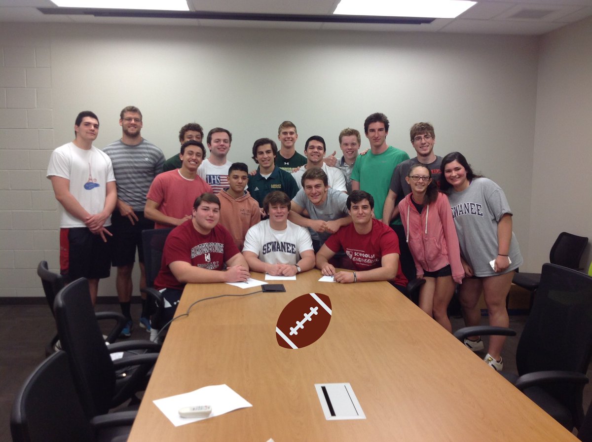 langleysports's tweet photo. Congratulations to Tyler Howerton (Hampden-Sydney), Will Koopman (Sewanee) and Zach Tucker (Catholic) on signing to play football in college https://t.co/hCD73trV9o