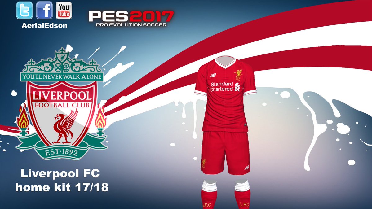 Hasil gambar untuk kit liverpool 17/18 pes