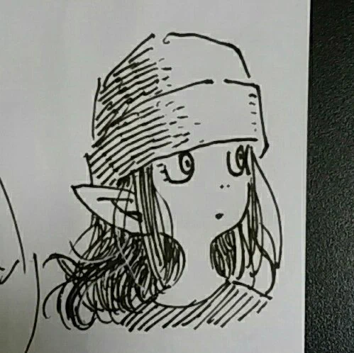 ネームを2話分くらい
一度に進めたいタイミング。
とりあえず全く関係ないらくがきをして
脳みそリセット。
(ちょっとカワイイの書けた気がするw)

さてと・・ 