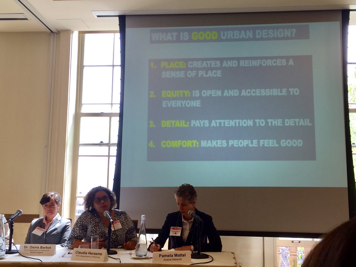 CityAndStateNY's tweet photo. What's good urban design? Place, equity, detail and comfort, says Claudia Herasme of @NYCPlanning #CSHealthCare https://t.co/wgg0Lp6It8