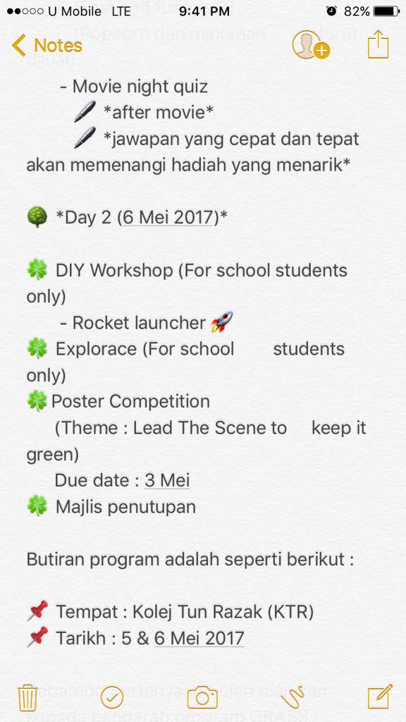 twt_grass's tweet photo. Penghuni KTR sekalian !!! 

GRASS '17 ♻️ 🌲

Berapa hari je lgi !! 😱

Banyak aktiviti2 menarik menanti anda 📽🚀🎨🖼

Jemput hadir ye nanti 😘😆🤗 https://t.co/V6LuErYPGE