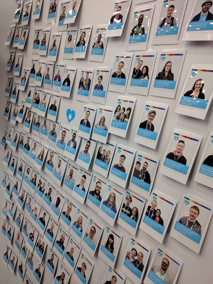 gaborhojtsy's tweet image. This is what a wall of Drupalists looks like :) #heartwarming #wearedrupal #humansofdrupal #drupalcon @drupaldiversity