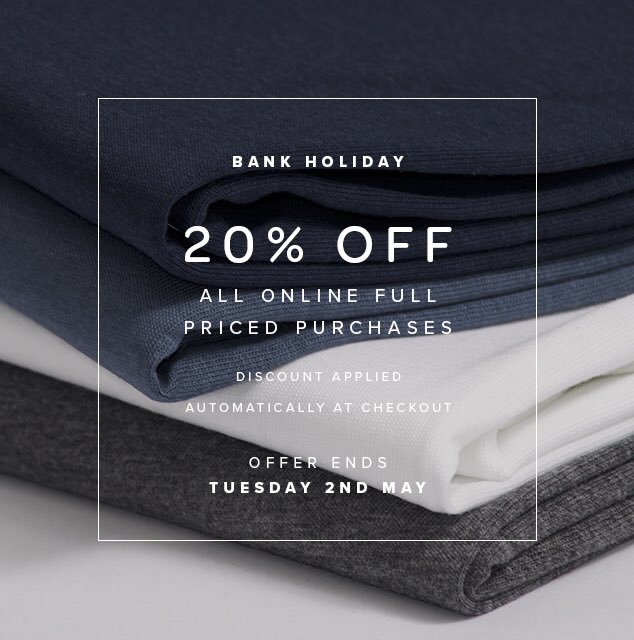 Our Bank Holiday sale has begun online. #20%off all full price items. #sale #fashion #style #luxuryclothing  #London #Menswear