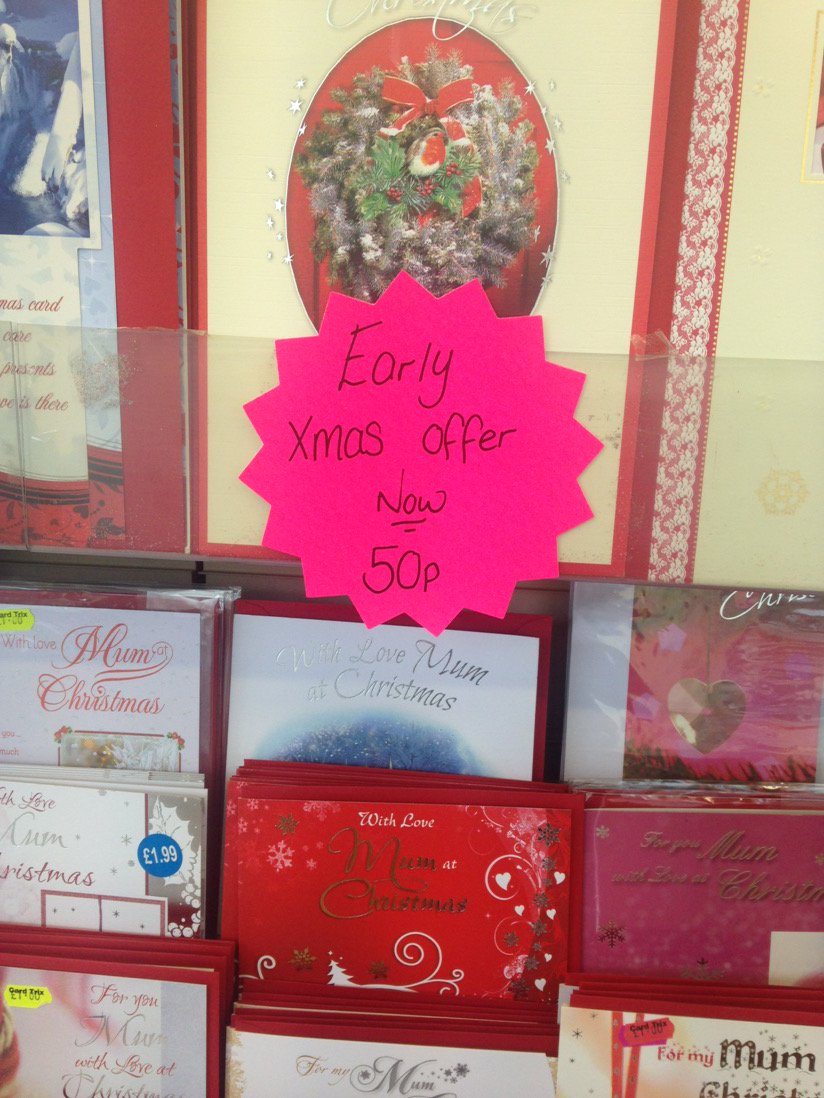 Card shop in Gateshead today - it's only April!!!