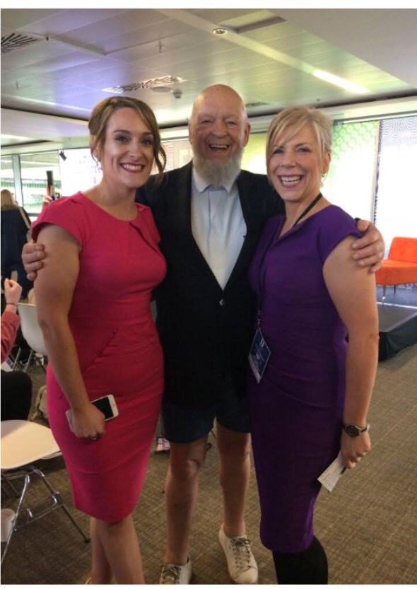 Shell Holden and Sinead McNamara founders of @bestinfest with the legend Michael Eavis @GlastoFest today at #bestinfest