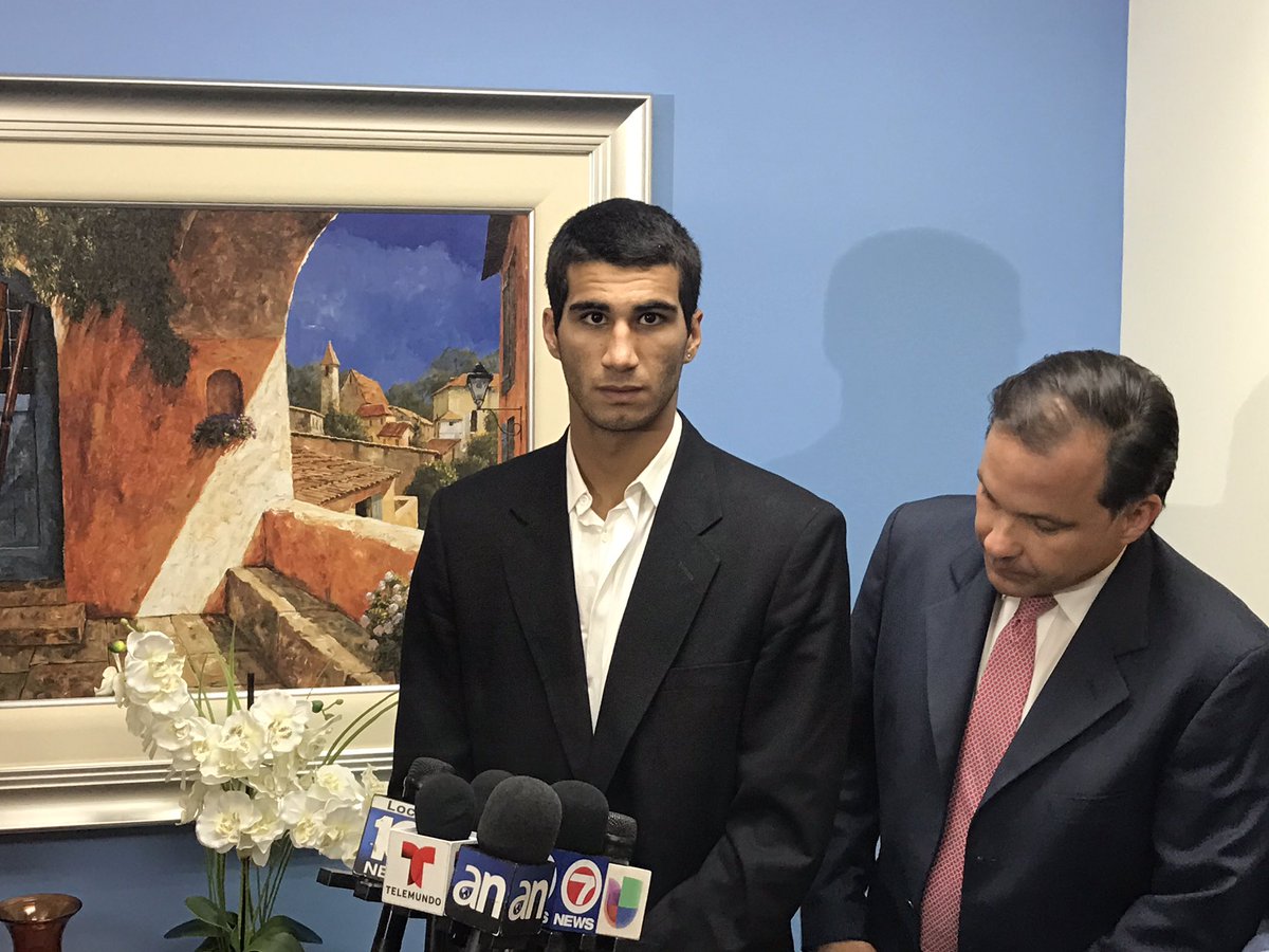 ShyannMalone's tweet photo. Venezuela national #Marcocoello responds after being locked up overnight. After trying to seek asylum. The story next on @WPLGLocal10 6pm https://t.co/AQxmjbY5oT