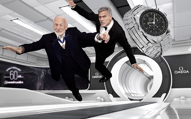 Just George Clooney and I out on a casual spacewalk. #Speedmaster60th
