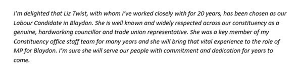 DaveAndersonMP's tweet image. I'm delighted that Liz Twist has been selected as Labour's candidate in Blaydon. #VoteLabour #GE2017