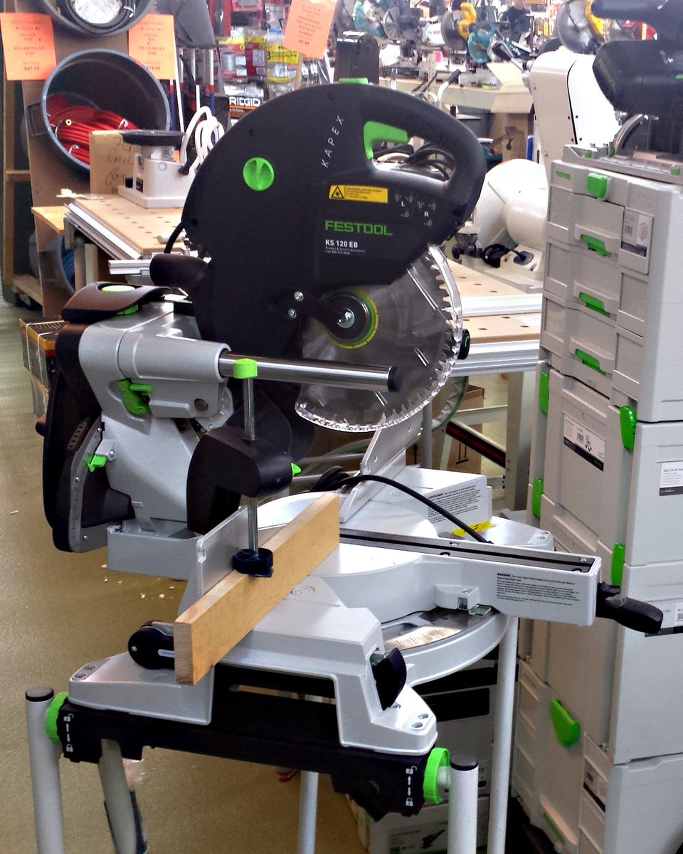 AWMeyerCo's tweet photo. @festoolusa KS120 Miter Saw engineered to be lightweight and compact. #mitersaw #woodworking #carpentry #sawing #joinery #awmeyer https://t.co/zjjvgdKXsu