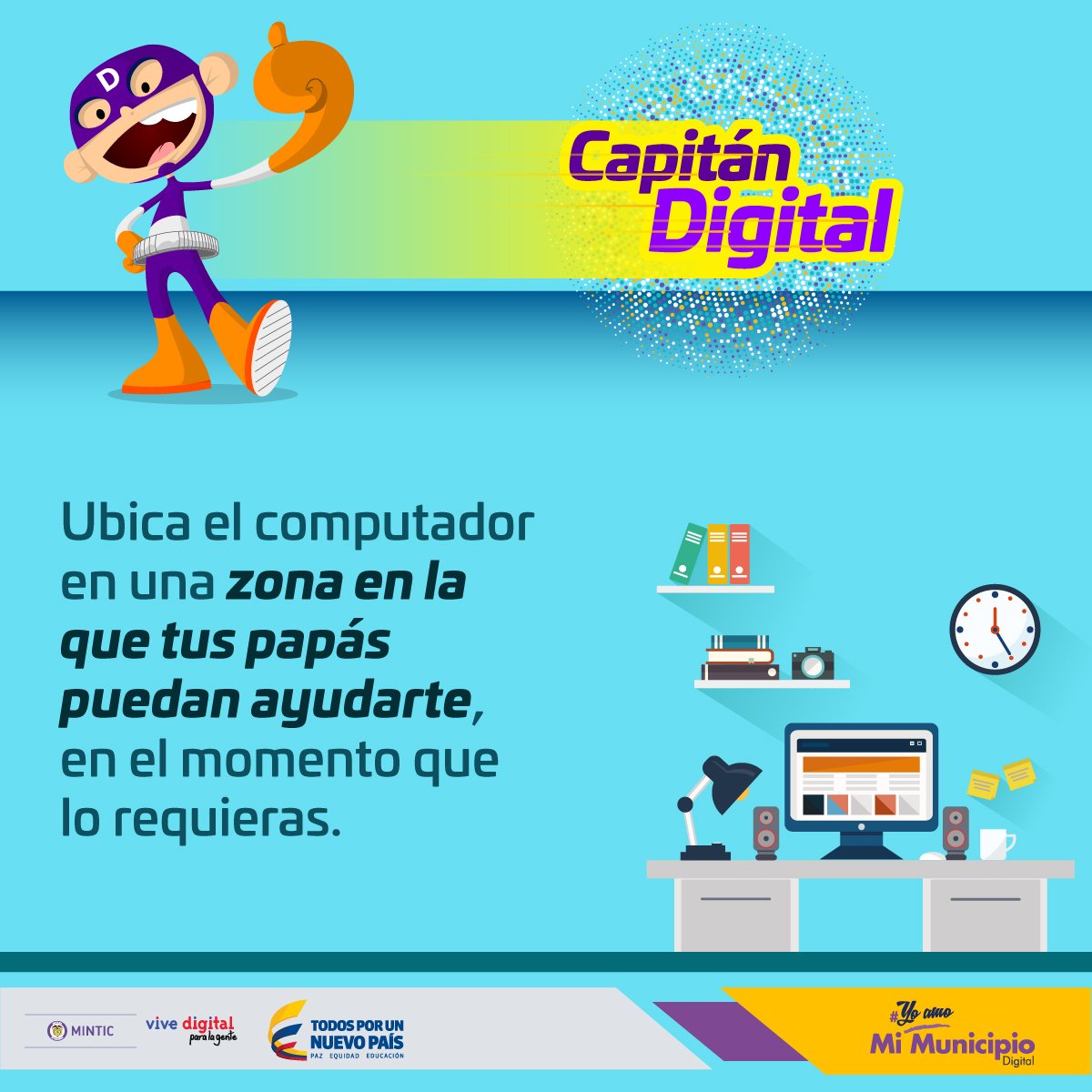 AlcaldiaOvejas's tweet photo. Encuentra aquí los tips del capitán digital para que seas un héroe en internet ⇨ https://t.co/OkJjnXFHPd #TipsCapitanDigital #MesDeLaNiñez https://t.co/cQG4OJody9