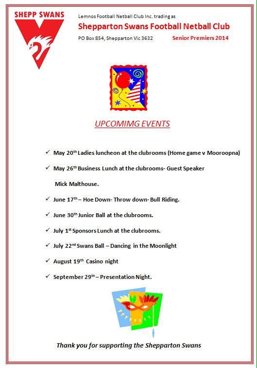 Upcoming Swans functions