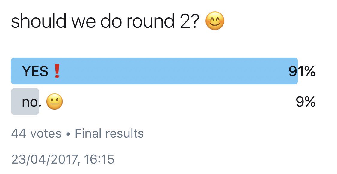 triplethreatSKB's tweet photo. results are out &amp; it looks like round 2 is happening soon. 😏 https://t.co/7EaZ82ahDY