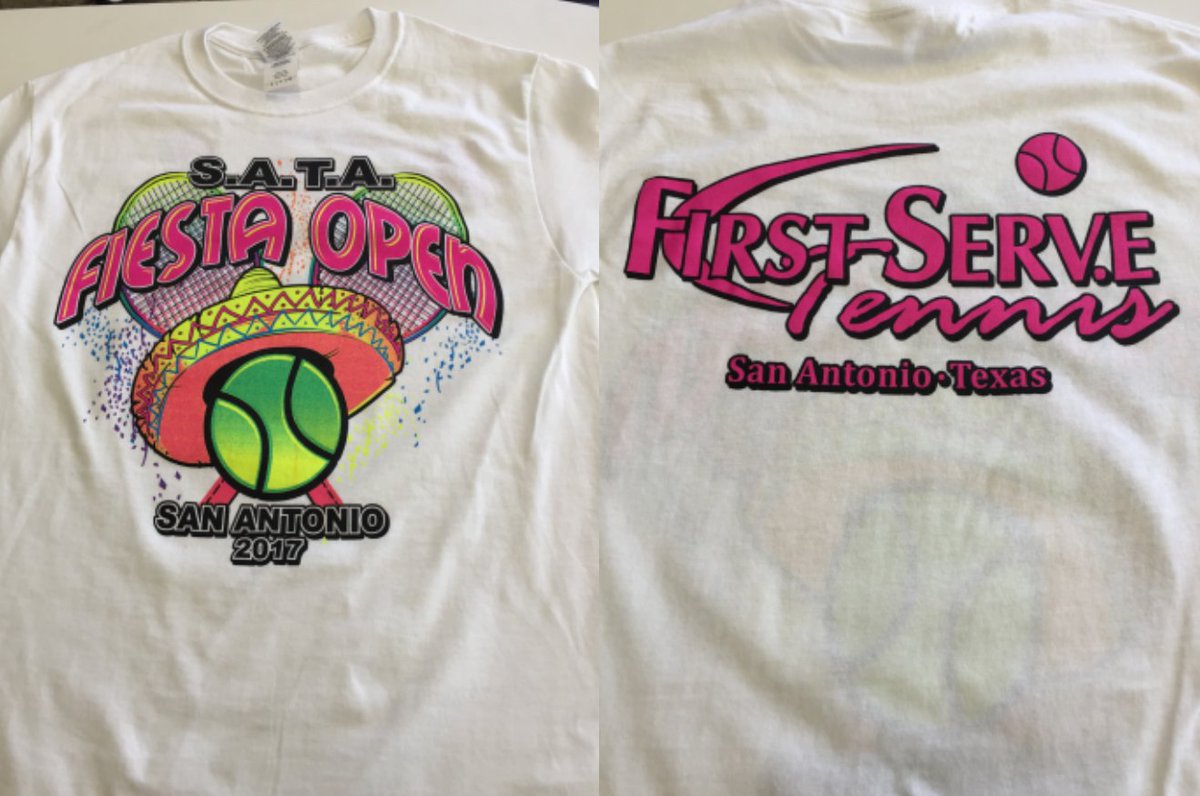 San Antonio Tennis (@satxtennis) on Twitter photo Fiesta Tourney shirts are in! Thank you to our tournament sponsor <a href="/firstservesatx/">First Serve Tennis</a>! #satennis #firstservetennis Fiesta Tourney shirts are in! Thank you to our tournament sponsor <a href="/firstservesatx/">First Serve Tennis</a>! #satennis #firstservetennis