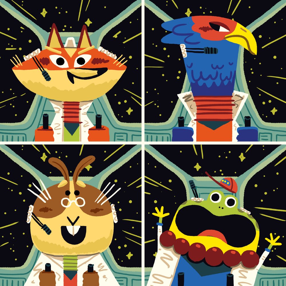 Quick process behind the #StarFox prints I posted earlier today. 