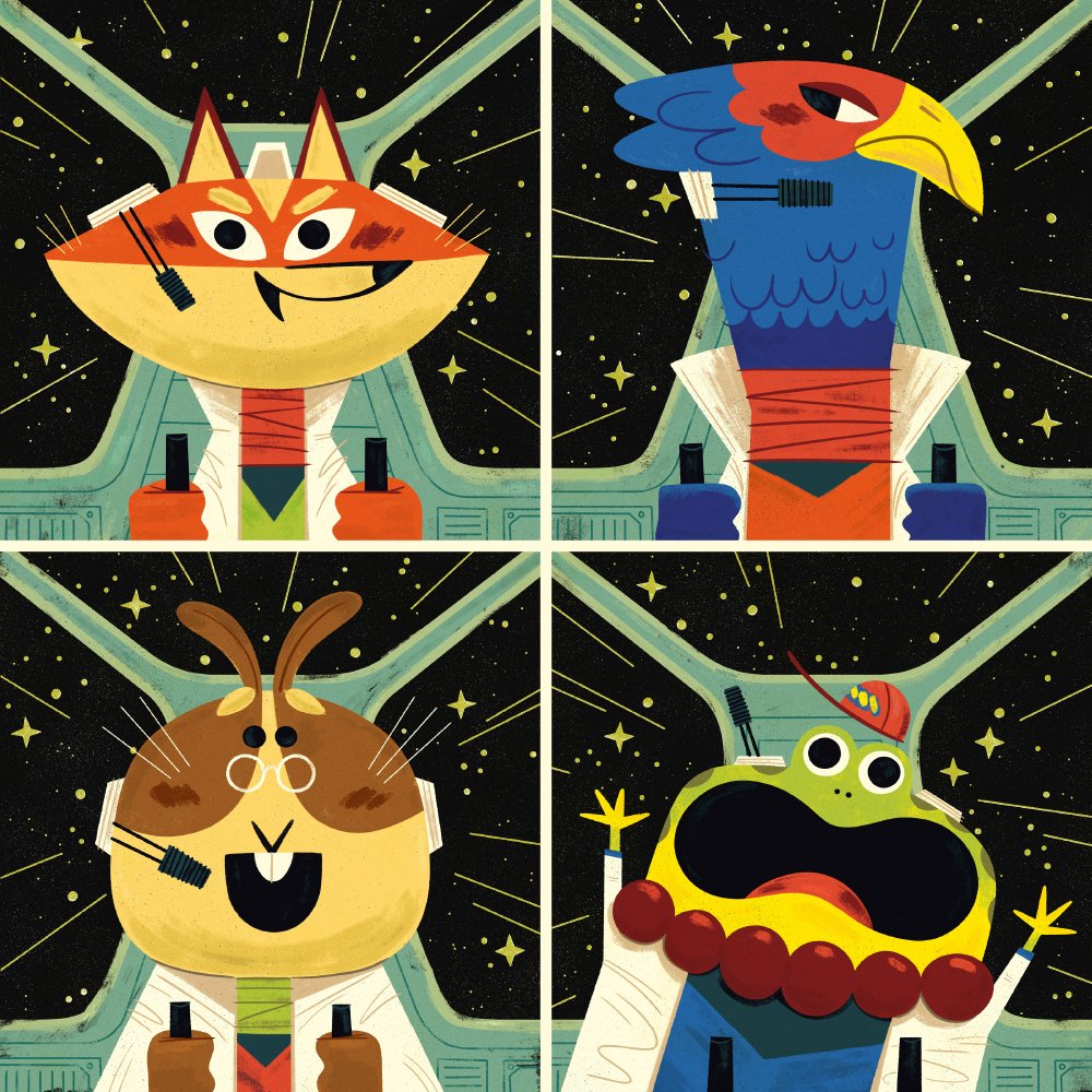 Quick process behind the #StarFox prints I posted earlier today. 