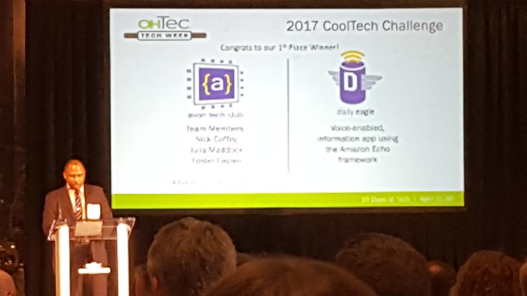 AvonTechClub's tweet image. Just recognized as the @RITECoolTech Challenge winners at @OHTecOnline dinner, we appreciate the invitation to participate. #NerdOscars