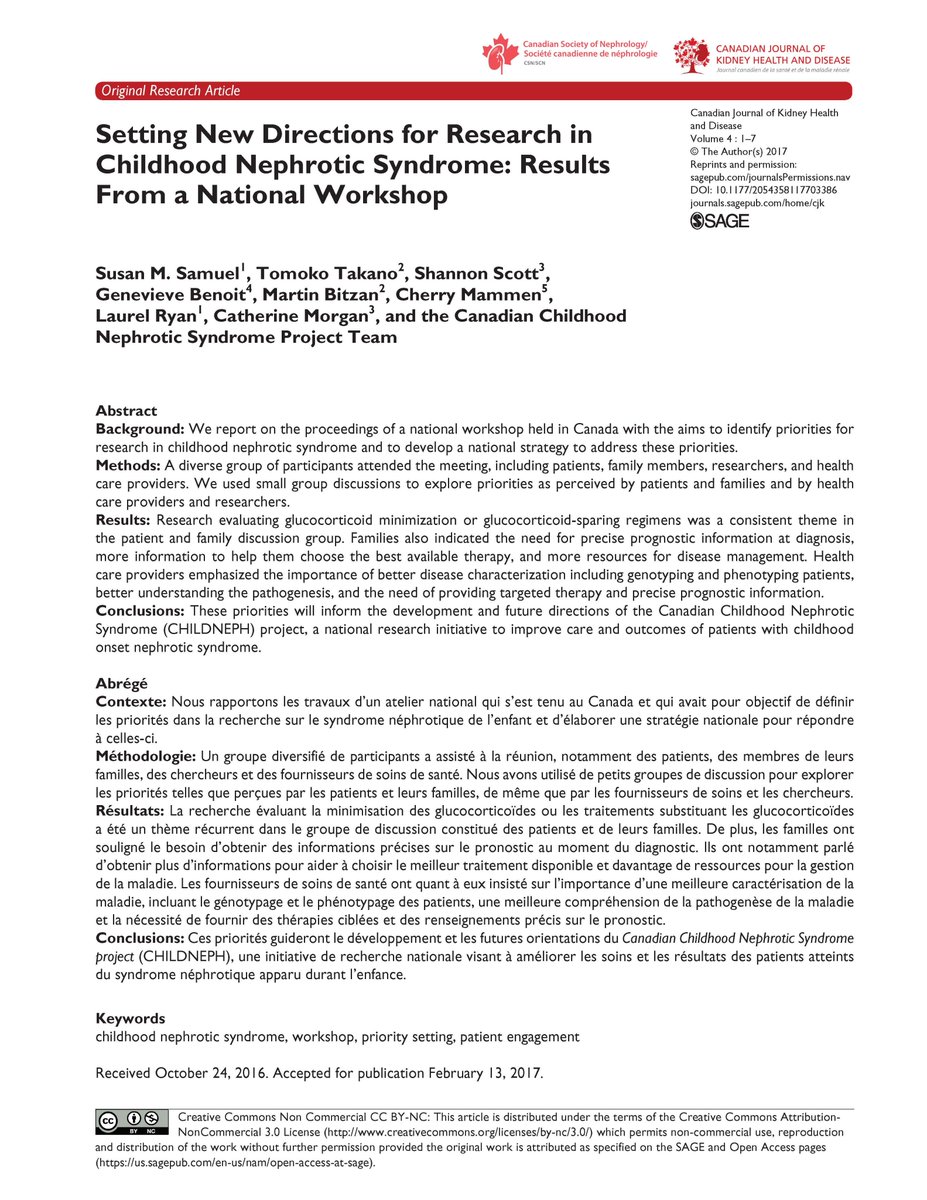 childneph's tweet photo. Setting new directions for research in childhood nephrotic syndrome: results from a national workshop in Canada. https://t.co/RTrfzcDtq8 https://t.co/TvxpgjI5kw