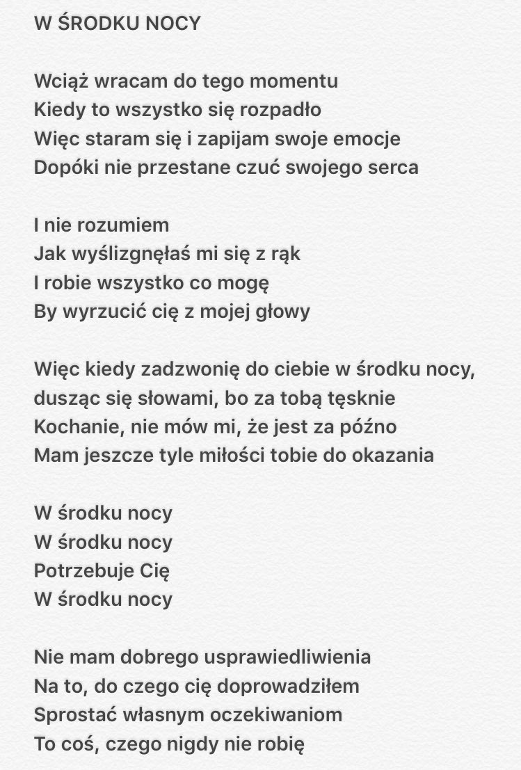 TheVamps_POL's tweet photo. TŁUMACZENIE "MIDDLE OF THE NIGHT"

(Mojego autorstwa, pewnie wkradł się błąd lub dwa...)
@TheVamps_POL @ughhkika https://t.co/RxJIp3fkAm