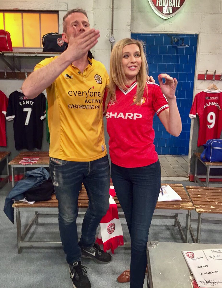 SkySportsPLP's tweet photo. Our very own @maxrushden &amp; @RachelRileyRR supporting @bobbymoorefund #footballshirtfriday https://t.co/vbAztKBdY6 https://t.co/PCUTZH88km