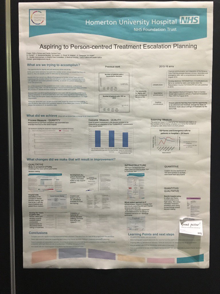 carloprina's tweet photo. Great to see @GeorgePerrett2 poster at #ifqsh based on his work as a Darzi fellow at @NHSHomerton. Fantastic work https://t.co/faCyj8ZeFy