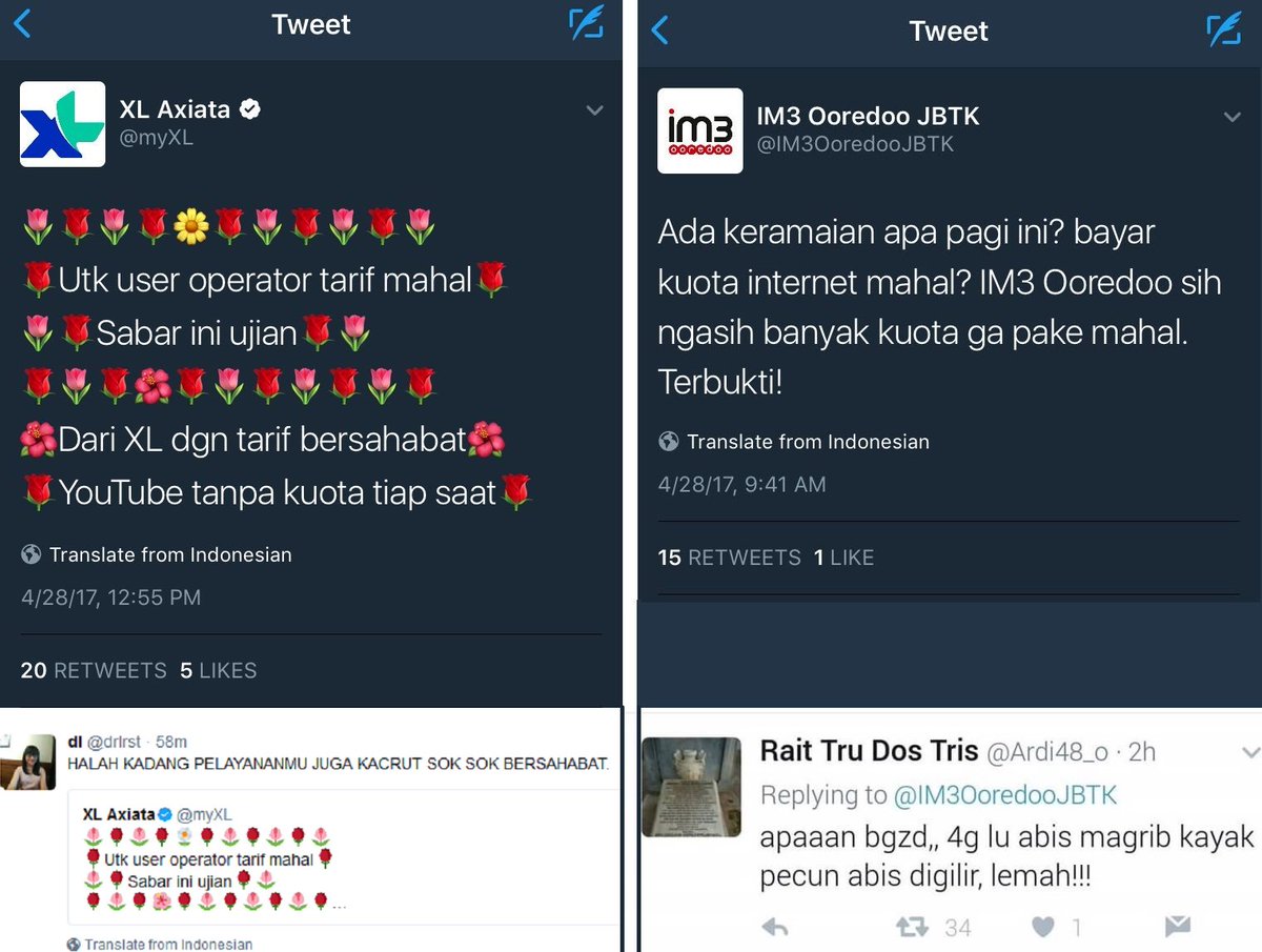 Operator Saling Sindir
Tp Netizen Lebih Sadis dr Ibu Tiri 😂 🤣
Peringatan buat kelen <a href="/Telkomsel/">Telkomsel</a> <a href="/myXL/">XL</a> @IM3Ooredoo
#PerangOperator vs #Netizen