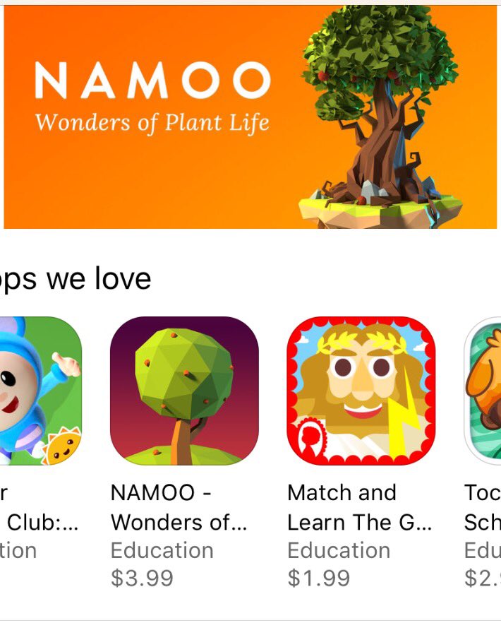 aleksleontyev's tweet photo. NAMOO plant science toy is now featured in @AppStore in #kids section. Kudos to @CrayonBoxKids. #STEM #edtech https://t.co/Ar18sDDe6M