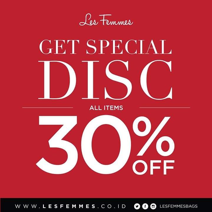 LES FEMMES Megamall Manado
Diskon 30% ALL ITEM
Jumat, 28 April 2017
Jam 10.00 - 17.00 WITA
HANYA HARI INI!!!!
