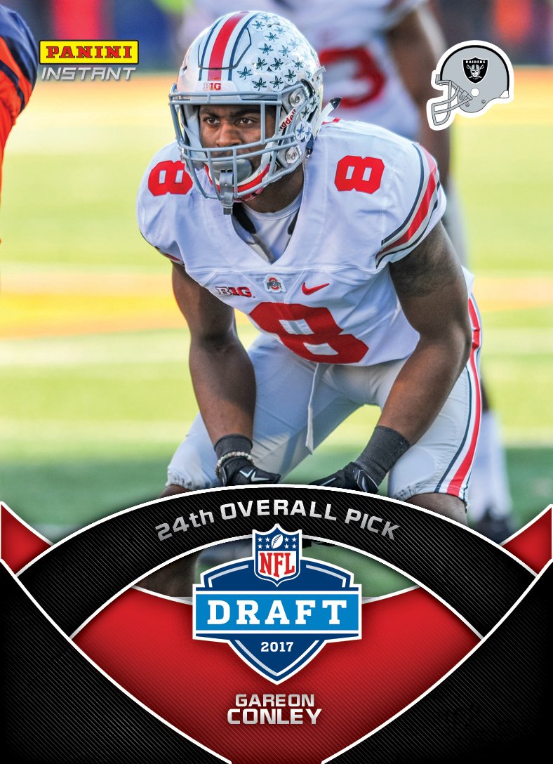 derekcarrqb's tweet photo. Congrats, @_gconley8! Welcome to the @RAIDERS. @PaniniAmerica already has your #NFLDraft card on #PaniniInstant https://t.co/0F05soxwe7 https://t.co/2Fvro160QP