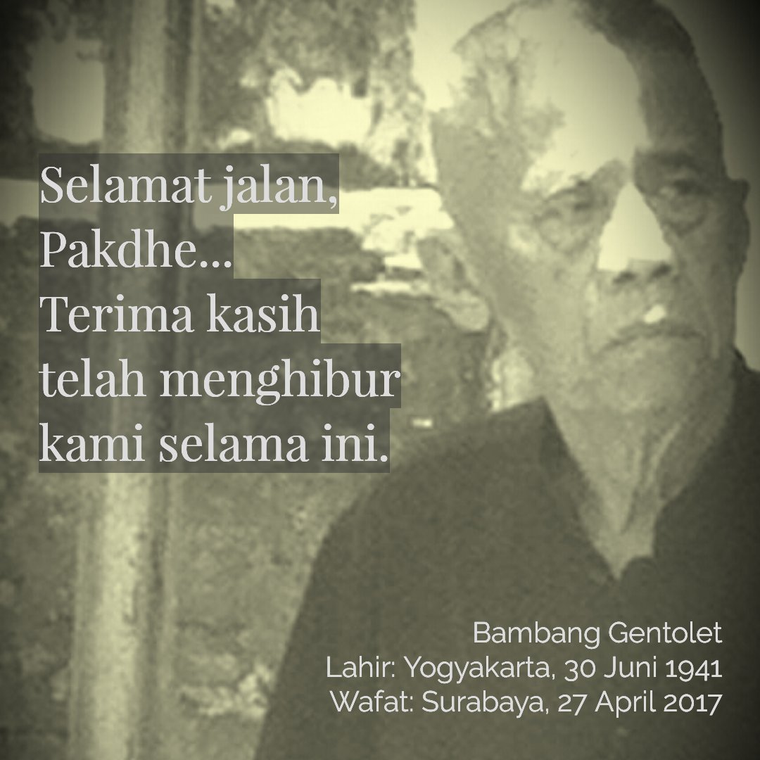 srimulatism's tweet photo. Selamat Jalan Bambang Gentolet. Terima kasih telah menghibur kami. #RIPBambangGentolet https://t.co/FSoooPPD5e