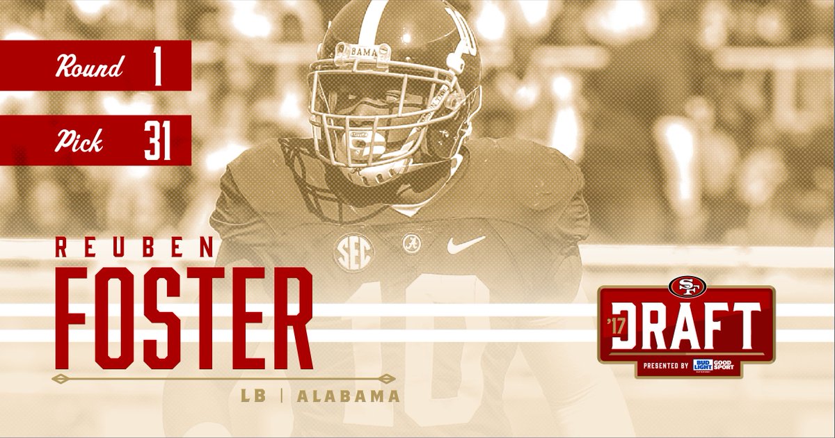 49ers's tweet photo. With the 31st pick in the #NFLDraft, the 49ers select @ferrarifoster! 💪

Welcome to the family! #49ersDraft https://t.co/2zYfvpRAK2