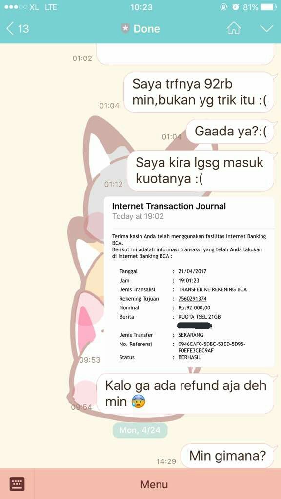 teloleet's tweet photo. Kira2 chatnya begini,btw gue ketipu 92k bukan 30k kaya yg dijanjiin,ya sama ajalahnya besar kecilnya ttp nipu. Gue udh ikhlas aja si,cuman- https://t.co/g7Ip48Rm8P