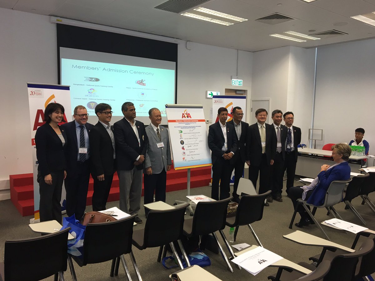 ASIASportAssoc's tweet photo. ASIA hold New Member Admission Cermenoy for its 6 new member organizations #ASIA2017 https://t.co/yuVb24T20z