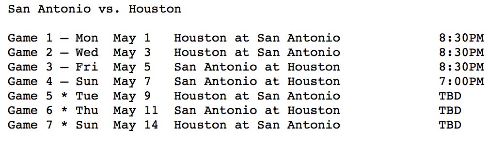 spurs's tweet photo. The Western Conference Semi-Finals start Monday at our house. 

#GoSpursGo https://t.co/dw0USAkoeL