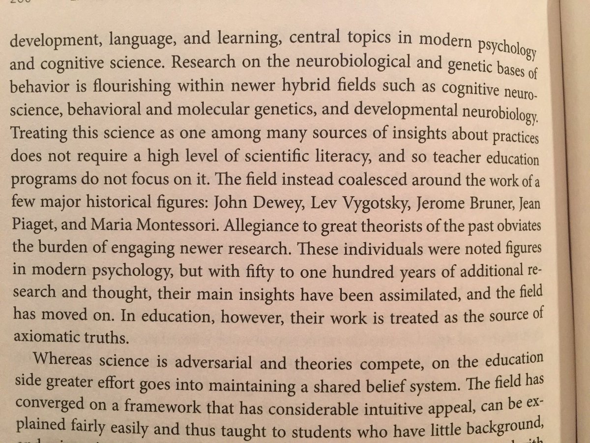 Utterly on point. A major teacher training problem- ancient ed theorists treated as infallible sources of eternal truth