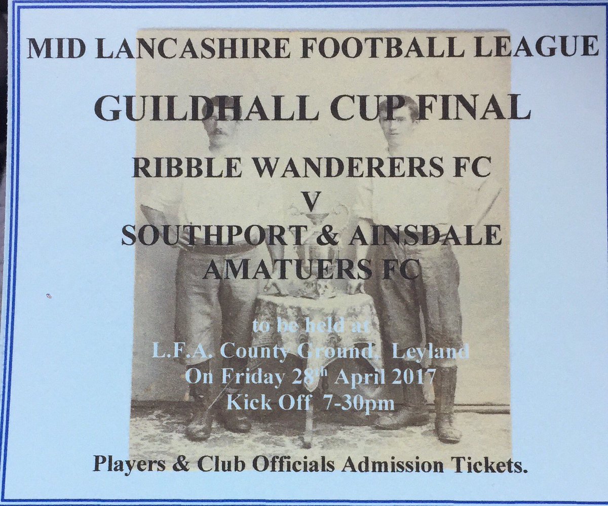 ⚽️CUP FINAL DAY⚽️ if you arnt doing anything tonight get down to the <a href="/LancashireFA/">Lancashire FA</a> and support the lads 7.30pm kickoff #UpTheRibble 👊🏻👊🏻