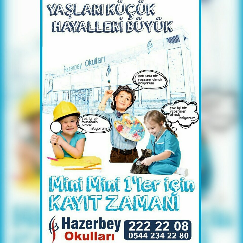 Hazerbey Okulları ilkokul 1. Sınıflarımız İçin Kayıtlarımız Devam Ediyor..
Hayalleri Büyük, Mutlu ve Başarılı Çocuklar Hazerbey'de Yetişiyor