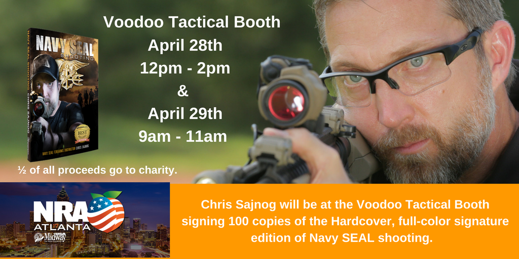 NavySEALBook's tweet photo. Stop by &amp; meet Chris Sajnog #NRAAM2017 #Emerson_knives 
#ITStactical  #DFXsports #TalonGrips https://t.co/ZivaeD7aDm