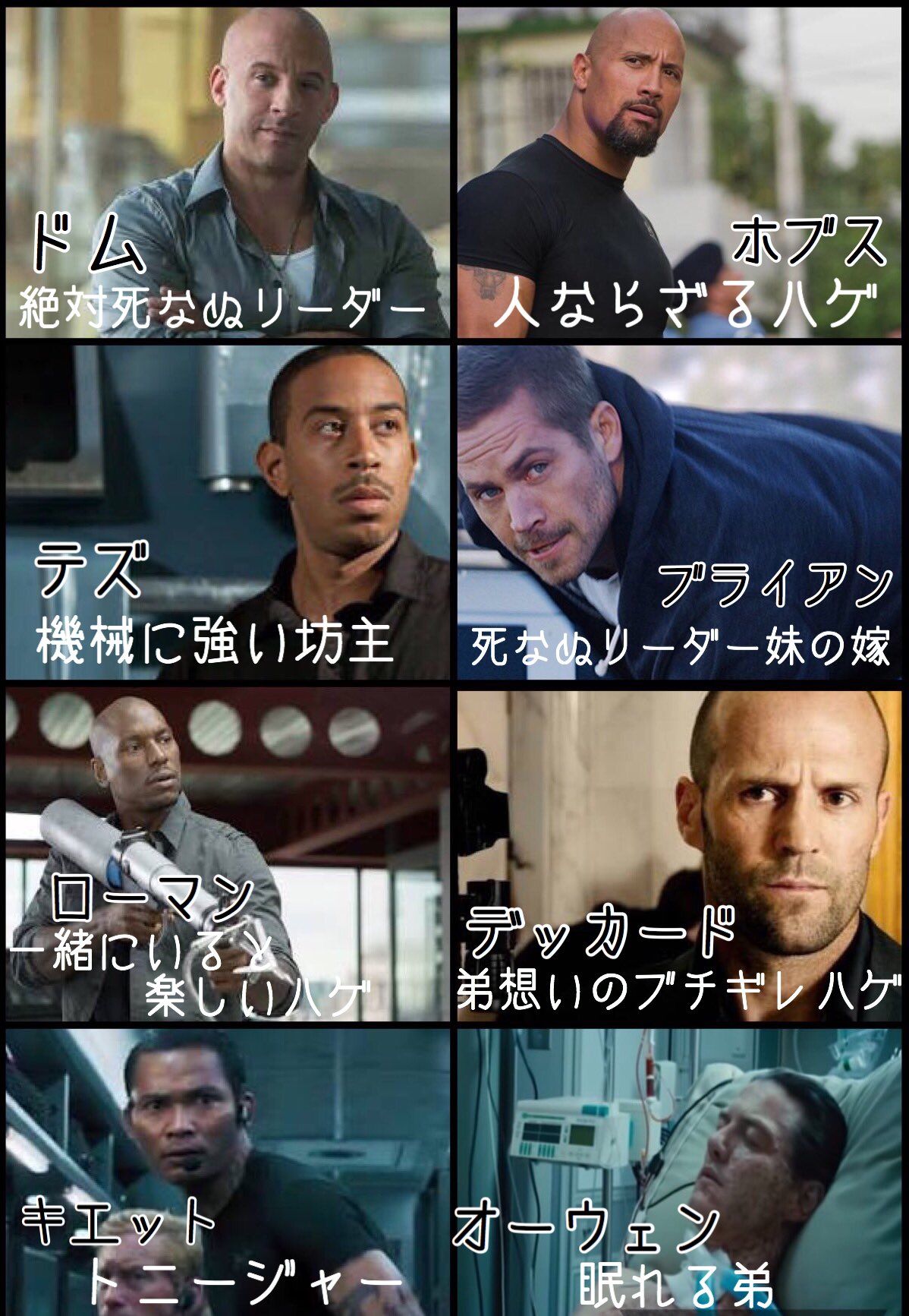 ワイルドスピードの登場人物をまとめ結果 ハゲと坊主率高い 話題の画像プラス