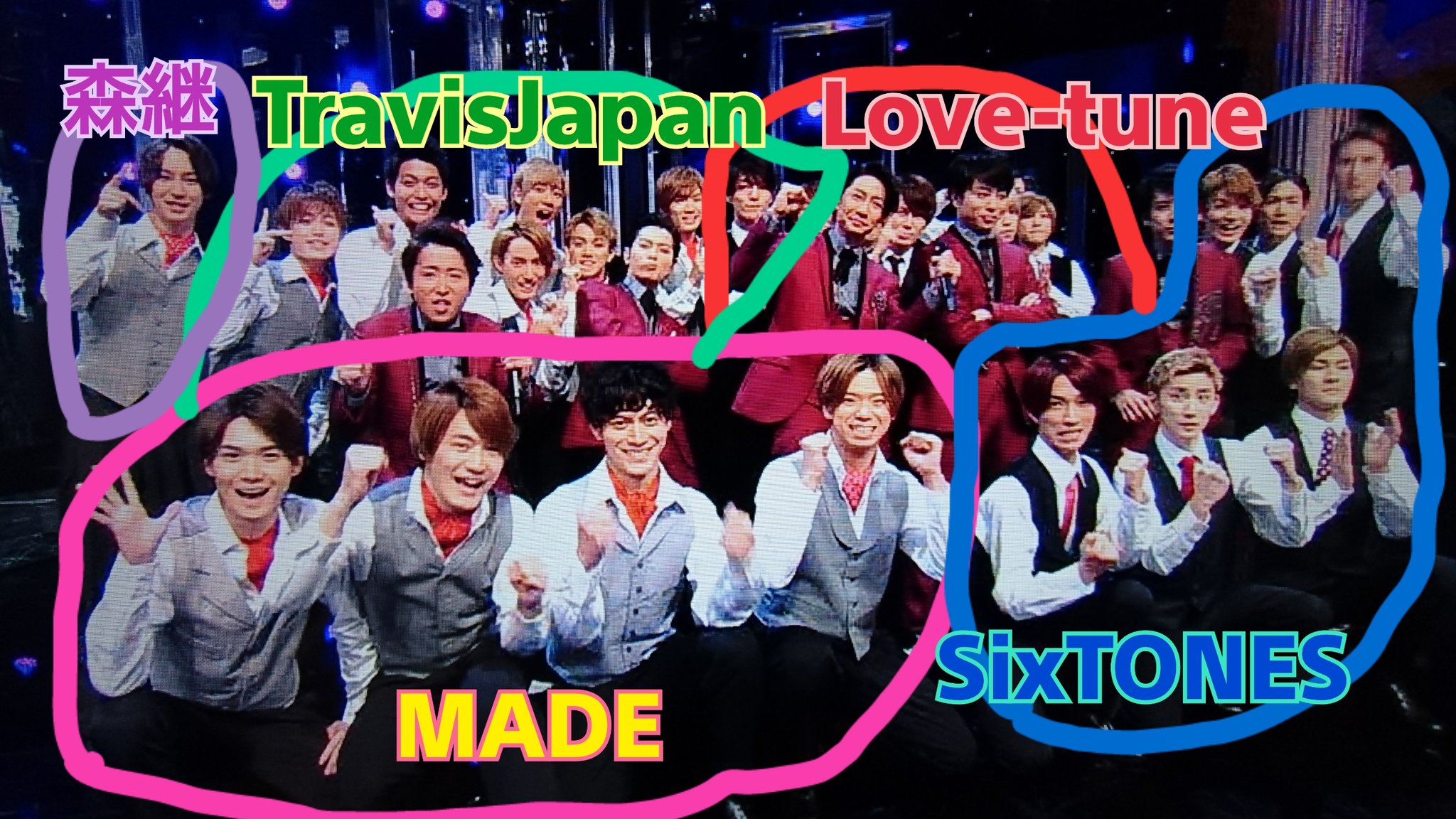 あゆ 本日のmステの嵐バックに付いていたjr です Made Sixtones Love Tune Travisjapan 森継