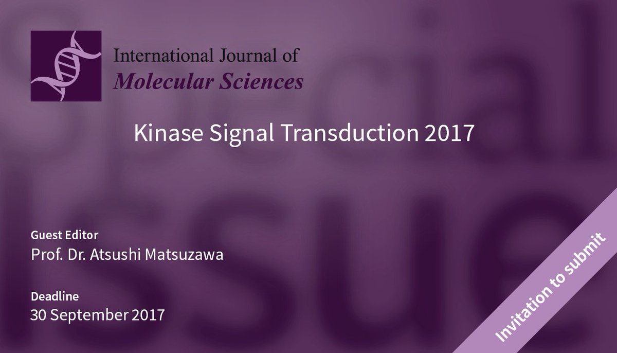IJMS_MDPI's tweet image. Special Issue #Kinase_Signal_Transduction 2017 is open for submission: mdpi.com/journal/ijms/s…, #kinases #signal_transduction