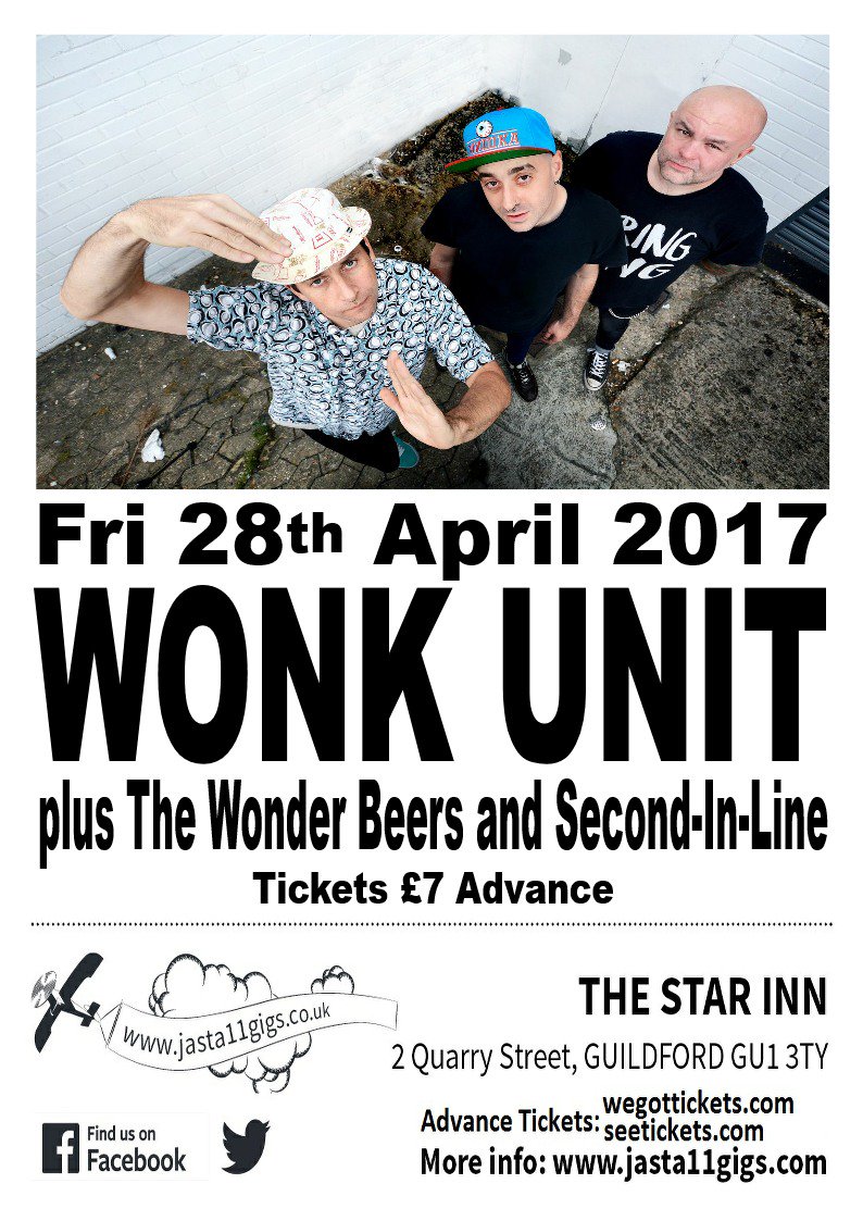 Tonight! <a href="/wonk_unit/">WONK UNIT</a> with <a href="/TheWonderBeers/">The Wonder Beers</a> and <a href="/silpunkrock/">Second In Line</a> at @StarBackroom, Guildford #punk #livemusic
