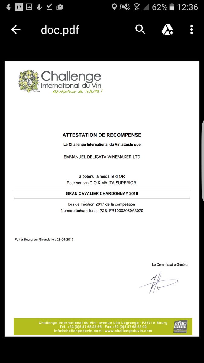 Barrel fermented Gran Cavalier Chardonnay 2016 just awarded GOLD at @Challengeduvin