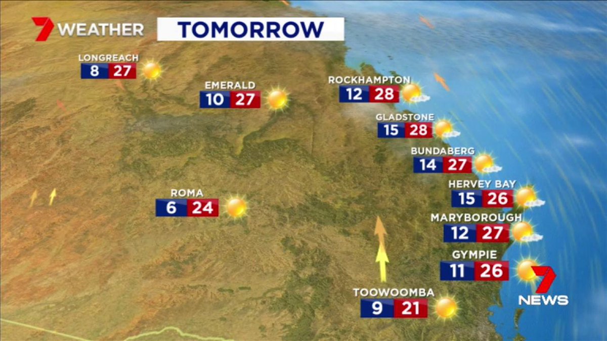 Brisbane Tomorrow’s weather forecast Brisbane 26°, Ipswich 26°, Gold